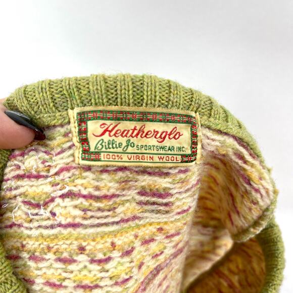 80s 90s HEATHERGLO BILLIE JO SPORTSWEAR Wool Floral Embroidered Cropped Sweater - Picture 3 of 7